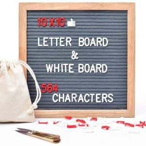 Flet Letter Board 10x10 inches Changeable Message Boards with Red, White and Fluorescence Plastic Letters Numbers & Symbols Signs Words Board and Dry Erase Whiteboard 1