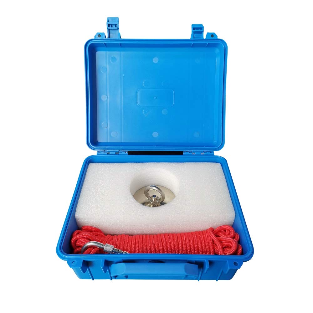 750LBS Pulling Force Rare Earth Magnet, Super Strong Neodymium Fishing Magnets Diameter 3.54" (90mm) + Blue Case