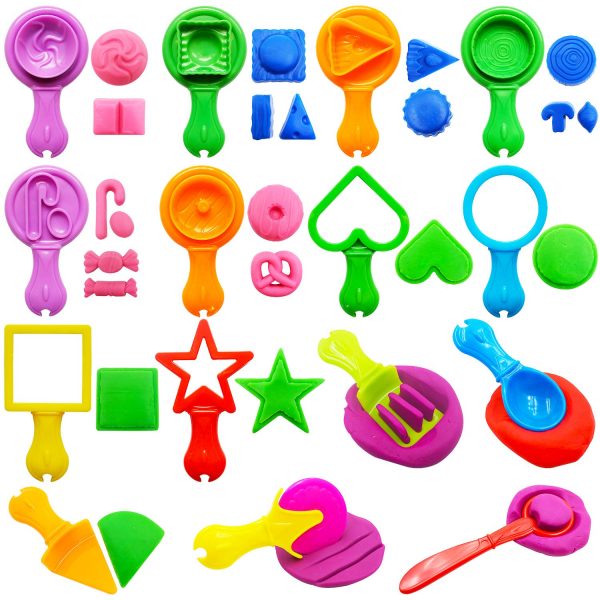 OsoFun Play Dough Tools for Kids, Various Plastic Molds, Assorted Colors, 45 Pieces