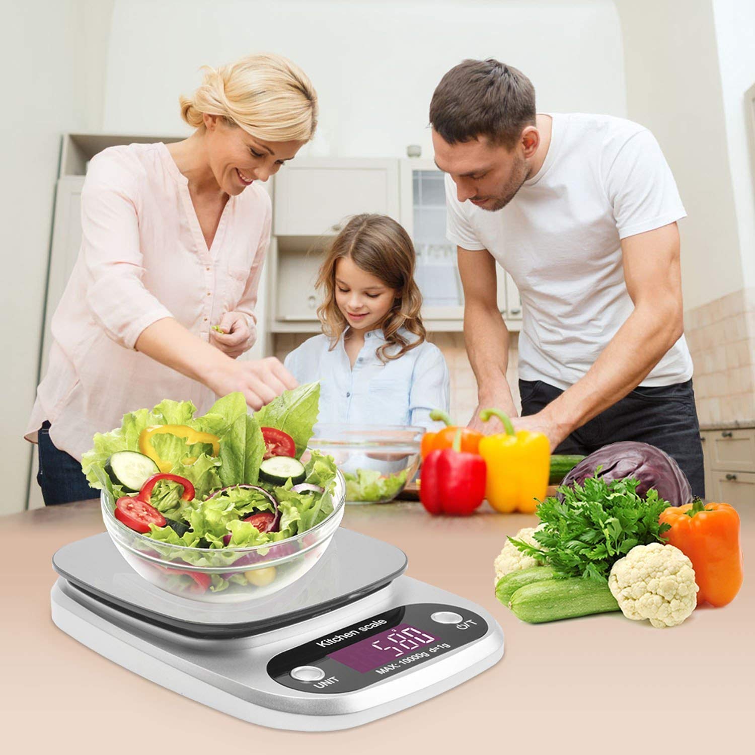 Digital Kitchen Scale, 22lb/10kg Multifunction Weight Scale Electronic Baking & Cooking Scale with LCD Display