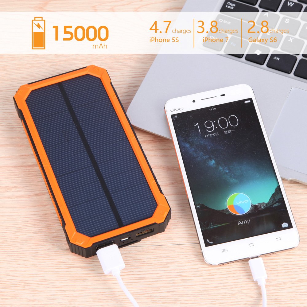 Orange - Inewteck - Solar charger 15000mah