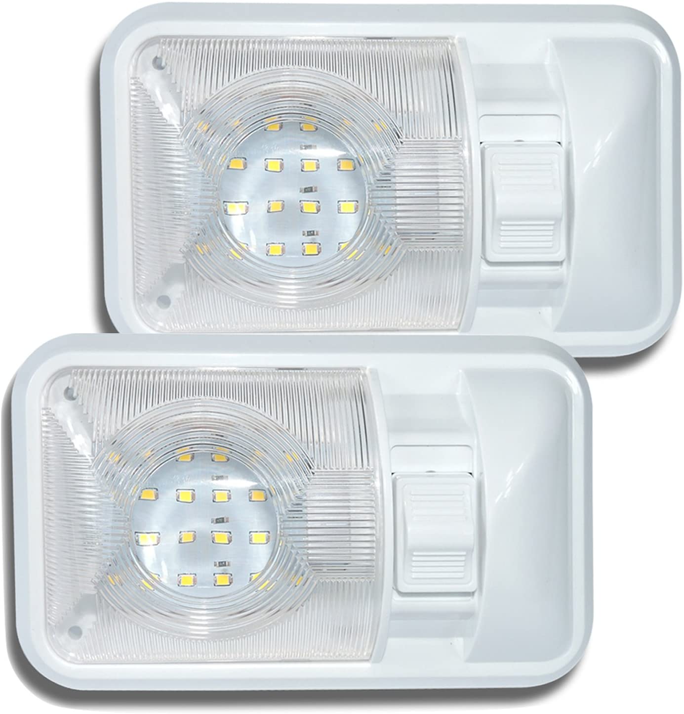 Inewteck LED 2 Pack 12V Led RV Ceiling Dome Light RV Interior Lighting for Trailer Camper with Switch, Single Dome 280LM