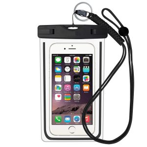 Waterproof Cell Phone Bag, IPX8 Waterproof Phone Pouch with Lanyard for Smartphone Device to 6.5 inch, Universal Waterproof Case for iPhone XS Max/XS/XR/X/8/7/6/6s Plus, Samsung S10+,Note 8,S7 edge, Sony Xperia z5,z4,z3/LG g5, g4, g3, Nokia Blue Moto, Perfect for Swimming, Fishing, Surfing, Water Sports Color: Black Size: 7 x 4.1 inch Feature: Waterproof, Dust proof, Sand Proof, Snow Proof Model: Dry Case Material: PVC Package: Case and Strap Note: Before use, put tissues in the bag for 30 min to check leak, tightness.