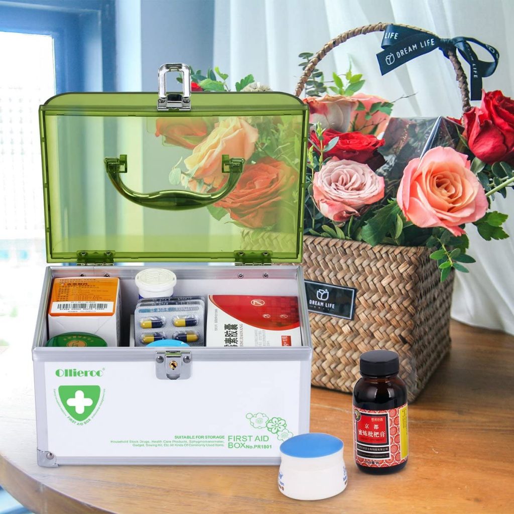 Medicine Lock Box with Key Compartments Medication Storage Box Small InewTeck