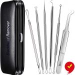 6 Pcs Full Variety Blackhead Remover with Leather Case - Stainless Steel Color