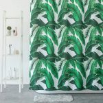 Tropical Plants Fabric Shower Curtain W72-inch x H72-inch