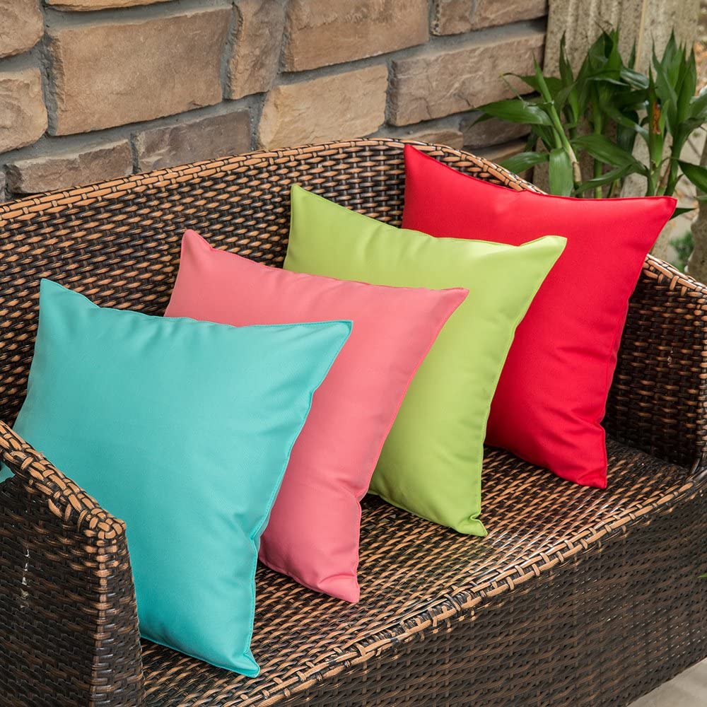 4 Pack, Outdoor Waterproof Pillow Cover Square, 18x18 Inch Light Green InewTeck