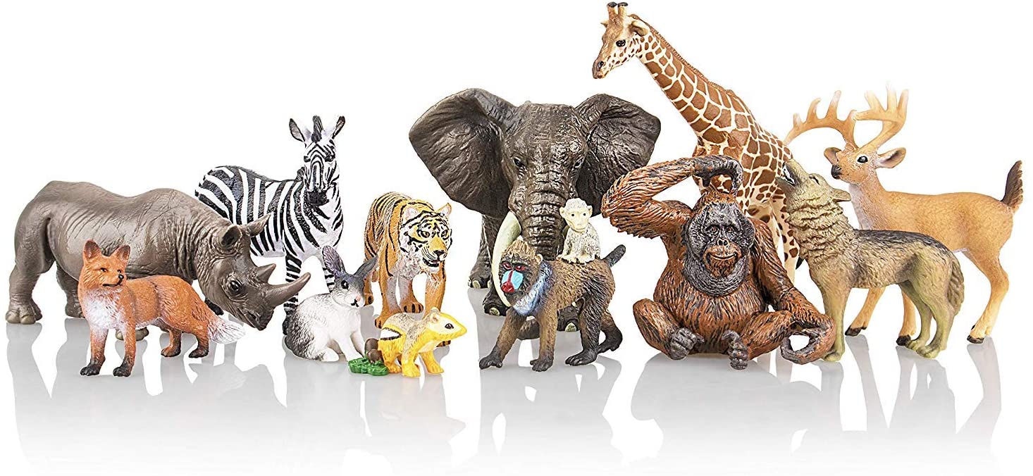 12P12PCS Realistic Jungle Animal Figurines, 2-6 - InewTeck