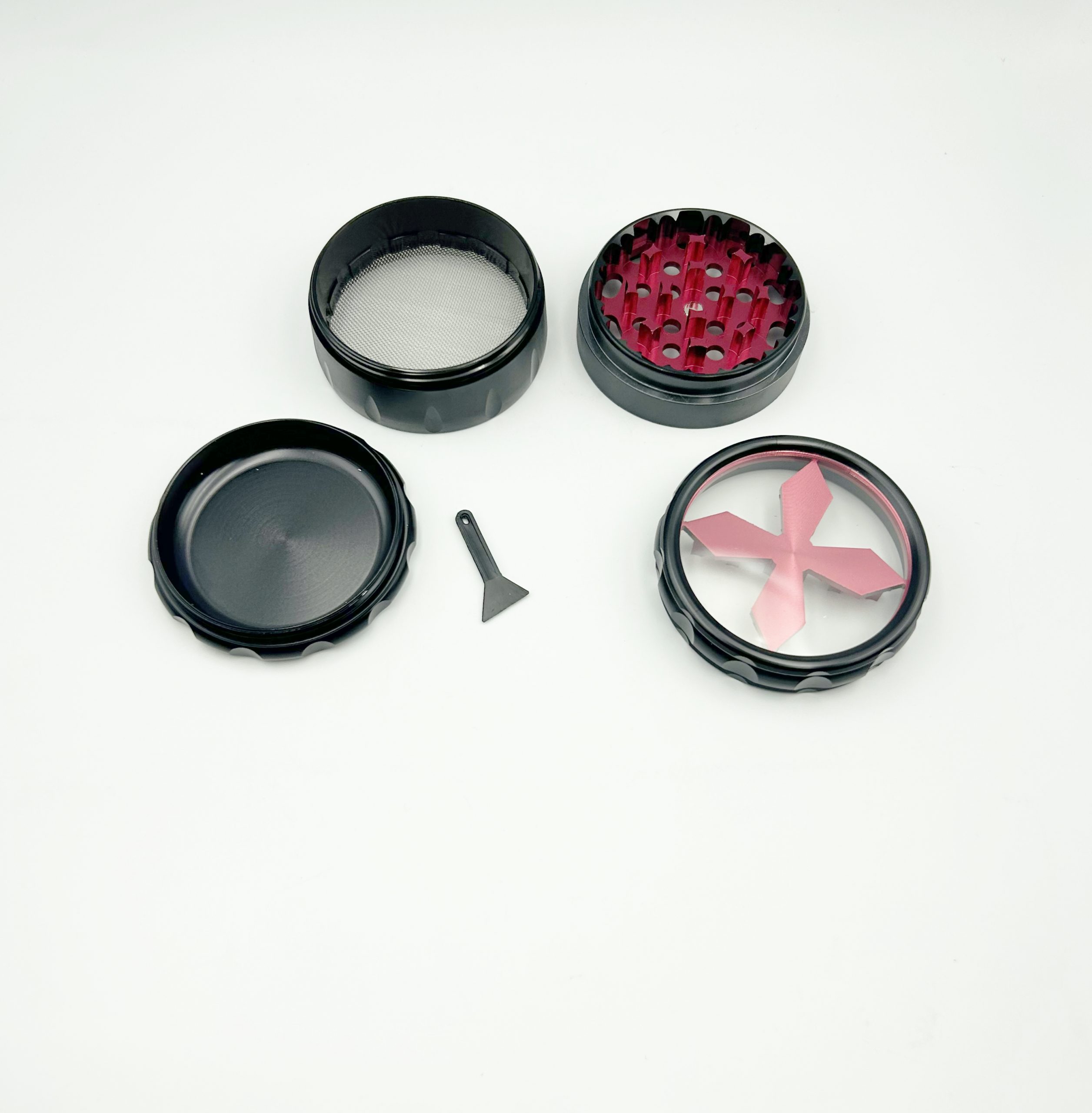 2.5 Inch 4-Piece Spice Grinder With Window – Gunmetal, Metal Construction