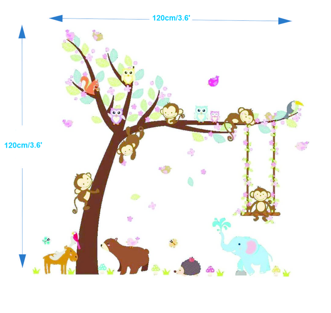 Decoration Tree, Monkey, Hedgehog, Owl